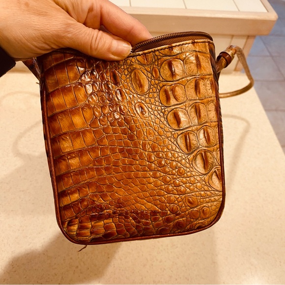 Brahmin Melbourne Baguette Croc Pecan brown Shoulder Handbag Bag - Picture 7 of 15